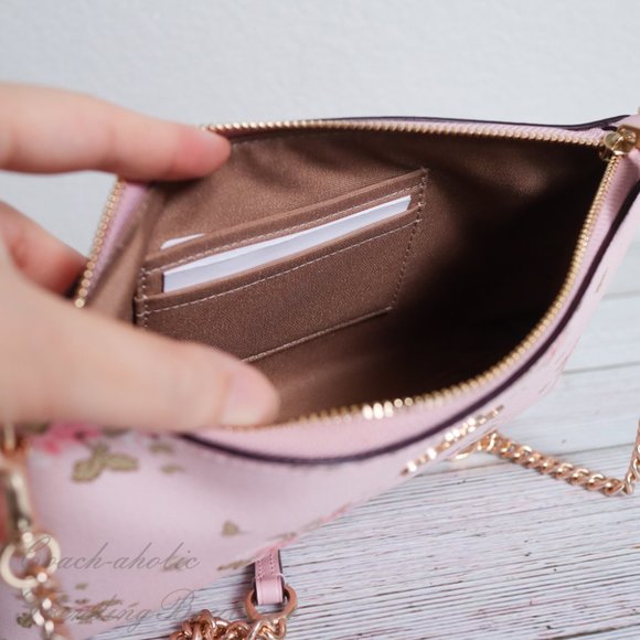 NWT Coach Zip Top Crossbody with Rose Print - Picture 7 of 8